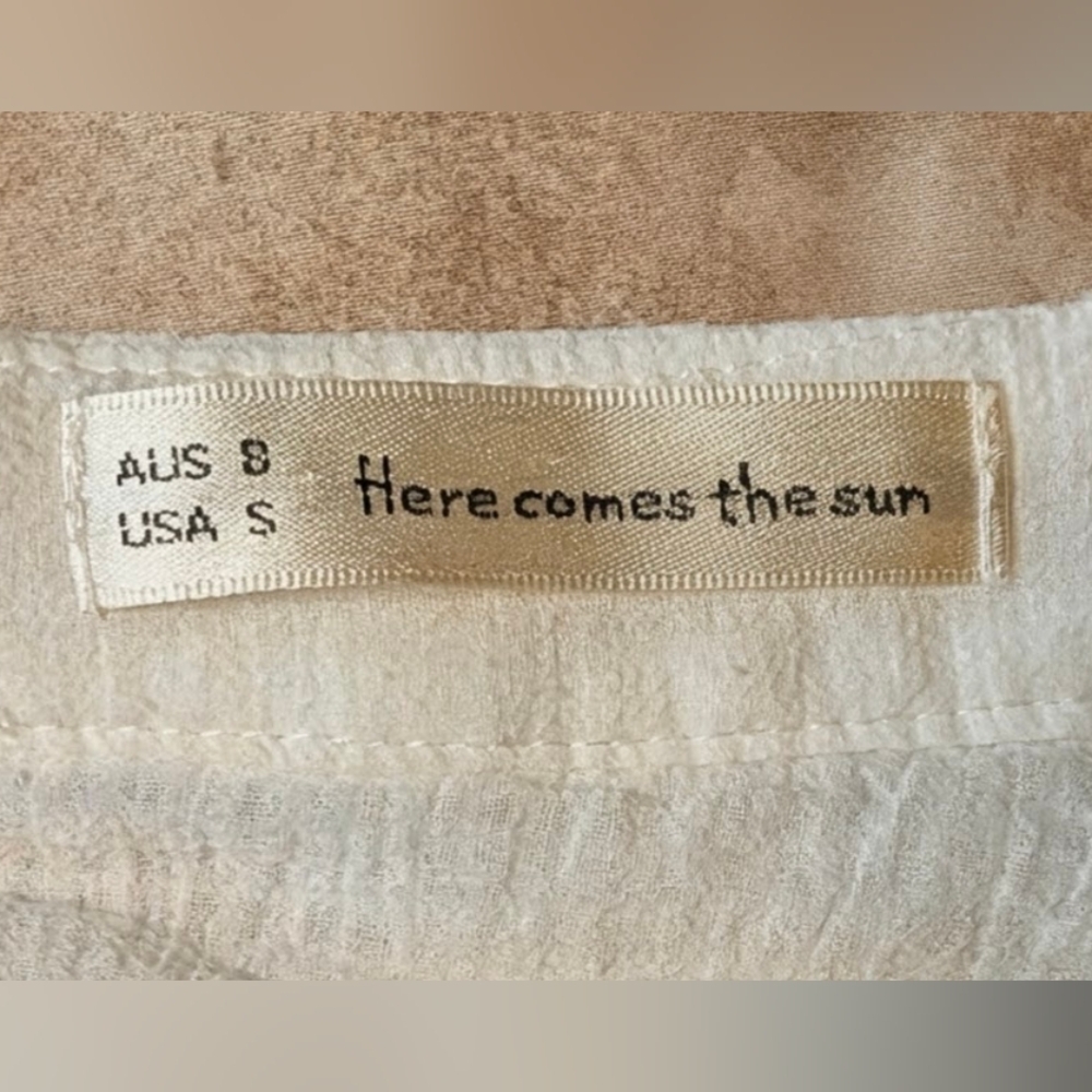 Here Comes The Sun White Ruffle Mini Dress Sz Small - Picture 7 of 12